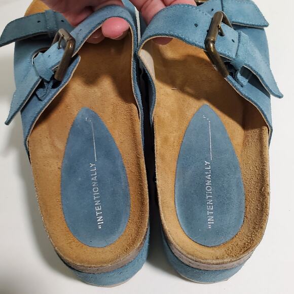 Free People Intentionally Blank Sandals Womens 9.5-10 EU 40 Blue Cork Flatform - Picture 6 of 16